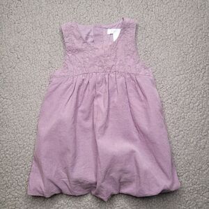 Obabi Dress Girls Baby 6 Months Purple Corduroy Fit and Flare Floral Embroidered